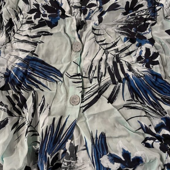 XHILARATION Blue Floral Button-Up Swimsuit Cover Up Shirt Dress - Picture 3 of 4